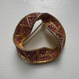 Gold and Pink Brooch